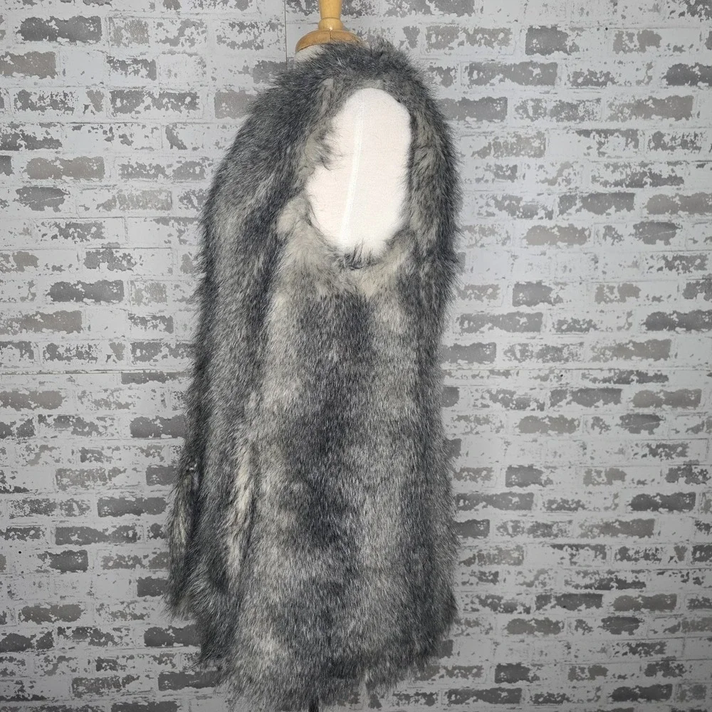 Banana‎ Republic Faux Fur Vest Coat Jacket Womens Medium Sleeveless Lined Boho